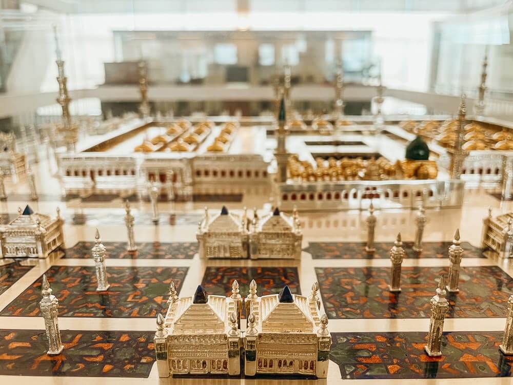 A model of a mosque, made from silver and marble